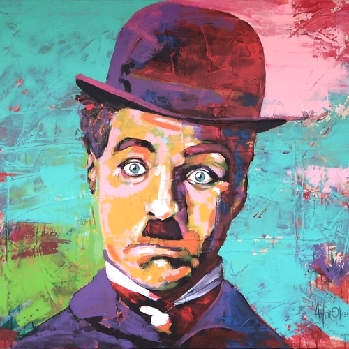 Retrato de Charlie Chaplin, Pintura de Artur Oliveira