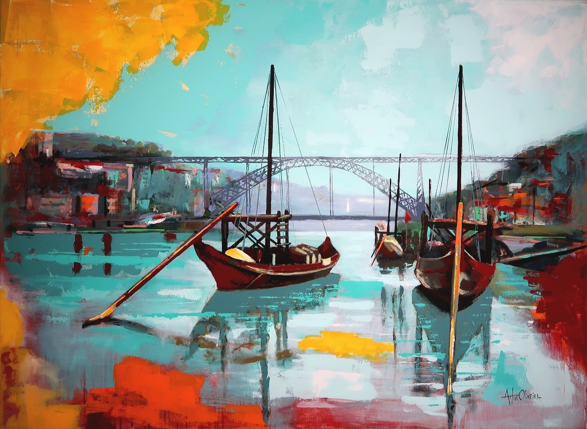 Porto - Rabelos, Pintura de Artur Oliveira